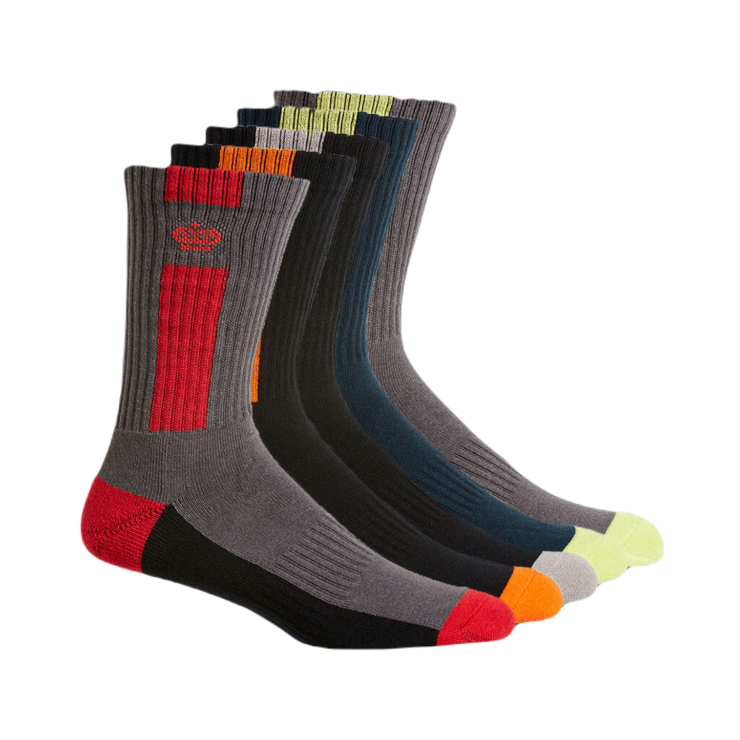 KingGee Men's Cotton Crew Work Socks - 5 Pack - Multi-Coloured