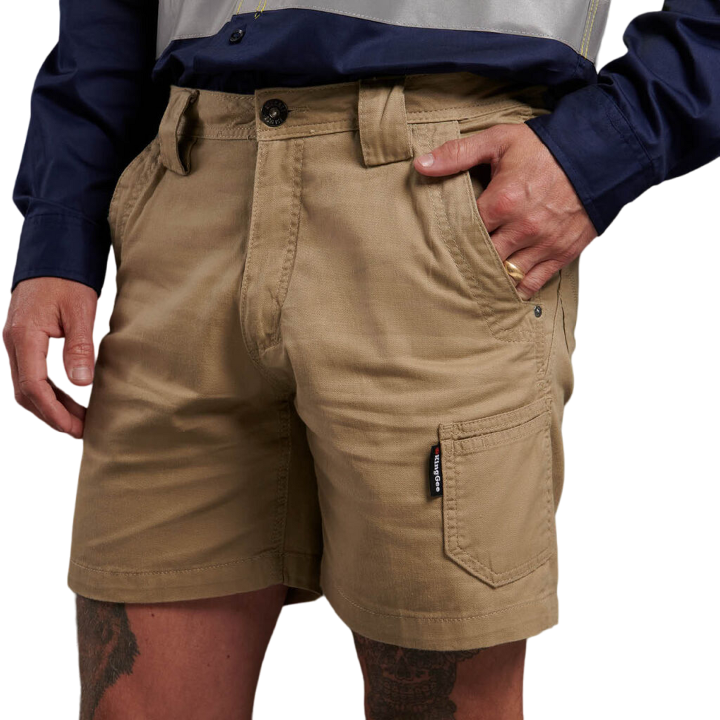 KingGee Men's Tradies Summer Lightweight Cargo Short Shorts - Khaki