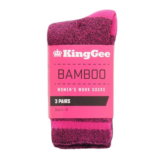 KingGee Women's Bamboo Crew Work Socks - Pink Marle