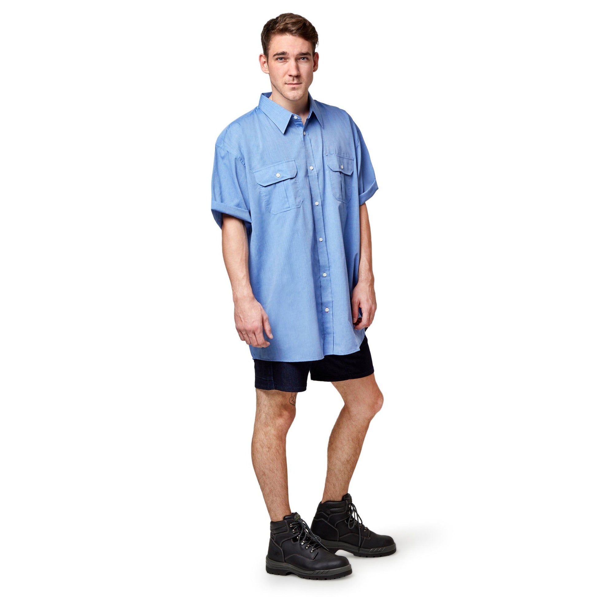 Hard Yakka Short Sleeve End On End Shirt - Blue Workwear Hard Yakka 